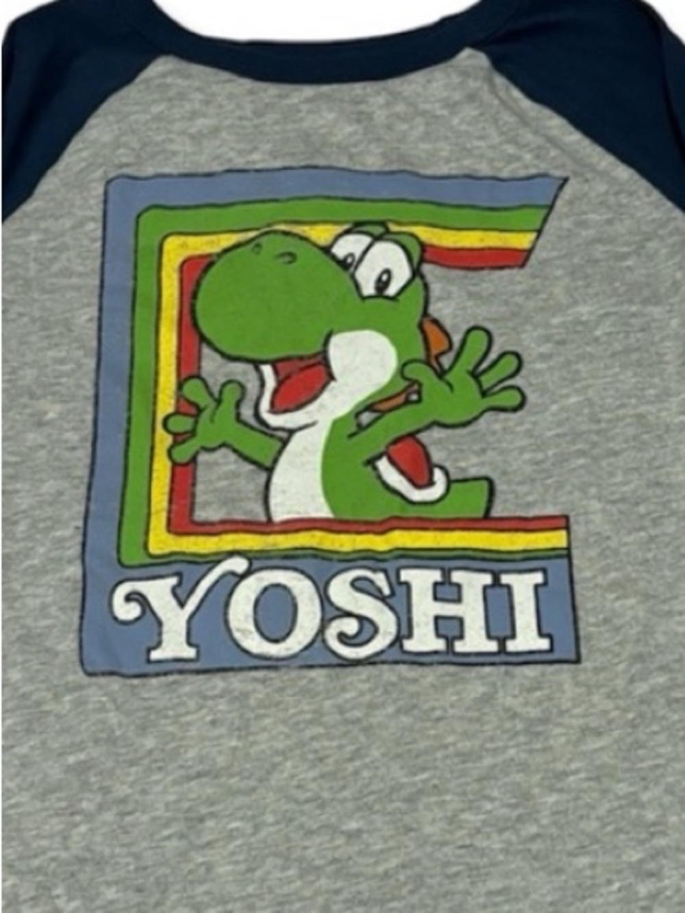 jumping beans Gray & Navy Yoshi Raglan Long Sleeve Tee